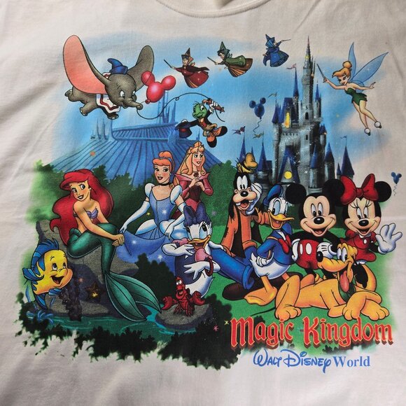 RARE Vintage 90s Disney Tee All Characters Two Sided T-shirt Magic Kingdom